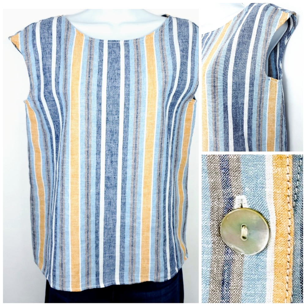MAX STUDIO NWT Linen/Cotton Top Shell Buttons